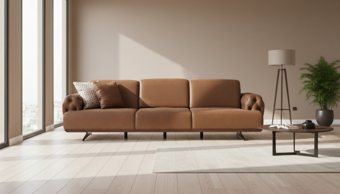 4-istuttava sofa Chesterfield-mallinen luksussofa verhoiltu sohva ruskea