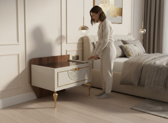 Makuuhuoneen yöpöytä moderni design huonekalut puu luksus uusi valkoinen