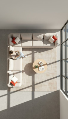 Kulmasohva Sofa L-muotoinen Luxus Olohohome Beige Verhoiltu Sofa Huonekalut 402x402cm