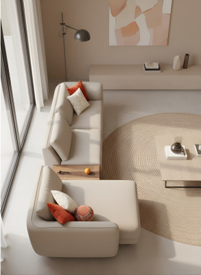 Kulmasohva L-muoto 365x170 beige sohva sohvatyylinen kulmasohva huonekalut kangas