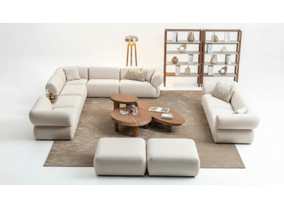 Sohvasti olohuoneen L-muotoinen sohvakulho 3-paikkainen jakkarasarja moderni muotoilu