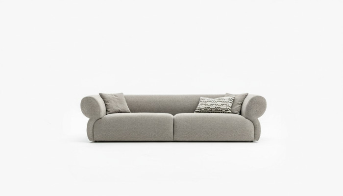 Sohva 3 istuttava Beige Sohva Luksus Olohuone Nykyaikainen Design Verhoilu Uusi