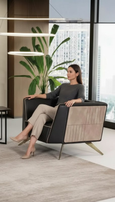 Luxus Schwarz Sessel Arbeitszimmer Sitz Modern Designer Büro Möbel