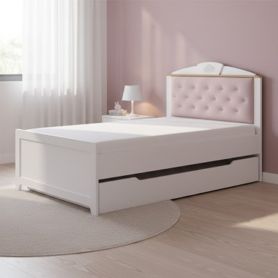 Chesterfield Funktionsbett Ausziehbares Kinderbett Bett 120 Holz Rosa
