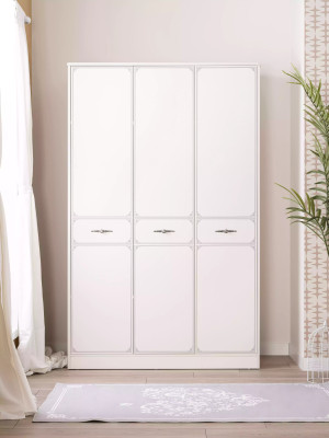 Puukaappi Luksus Vaatekaappi Kaappi Huonekalut Puu Valkoinen 3-oven Design