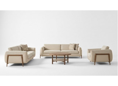 Luxus-istuinkaluston täysin pehmustettu kolmen hengen sohvakalusto beige 3-osainen sohvakalusto