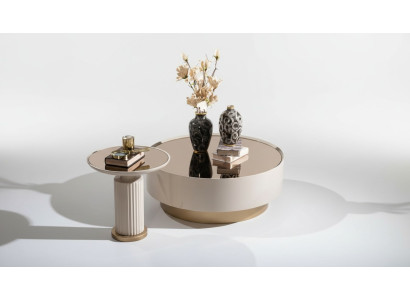 Yhdistetty sohvapöytä sivupöytä kahvipöytä beige luksus