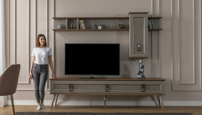 Modernit ruskeat olohuonekalut Robusti sivukaappi Designer-hylly 2 kpl
