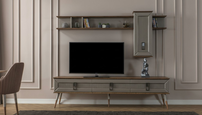 Modernit ruskeat olohuonekalut Robusti sivukaappi Designer-hylly 2 kpl