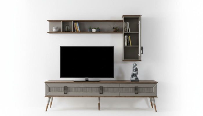 Modernit ruskeat olohuonekalut Robusti sivukaappi Designer-hylly 2 kpl