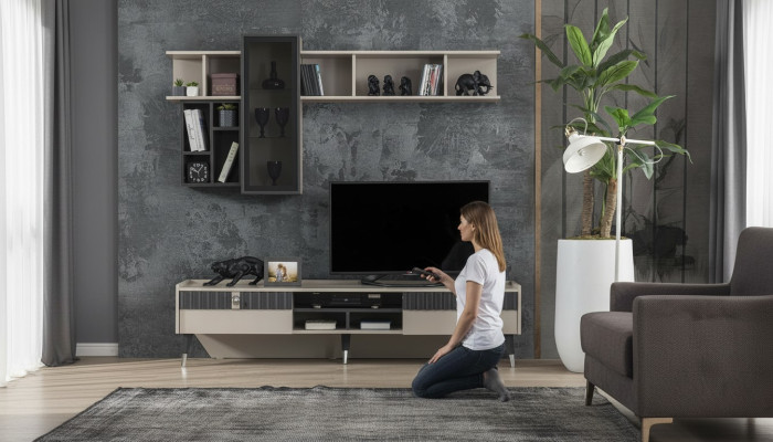 Eksklusiivinen sivukaappi Moderni hylly TV-teline Puinen lowboard Huonekalut Uusi