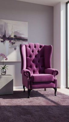 Chesterfield Design -tyylinen nojatuoli, verhoiltu sohva, korvatueli, yksipaikkainen sohva