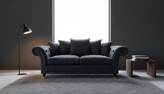 Sohva Tekstiili Kangas 3 Istuttava Soiva Designer Istuinpeite Musta xxl iso