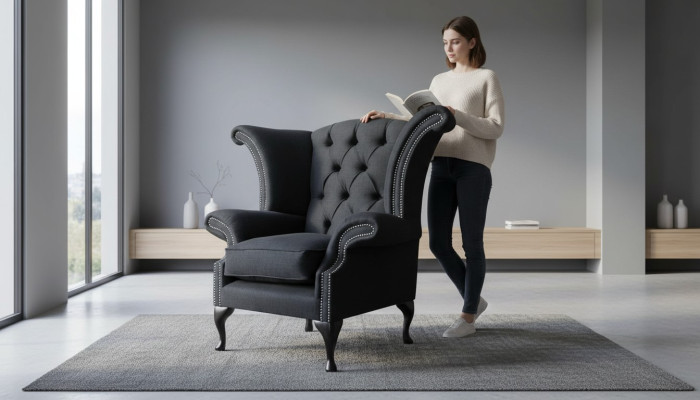 Chesterfield Tekstiili Tyynysofa Designsofa Nojatuoli 1 Istuin Korvatuetuoli