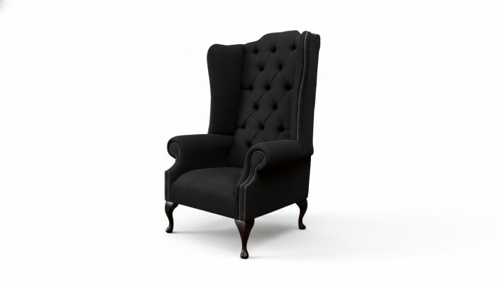 Korvatuoli Tuoli Istuin Musta Design Pehmuste Chesterfield Tekstiili Uusi