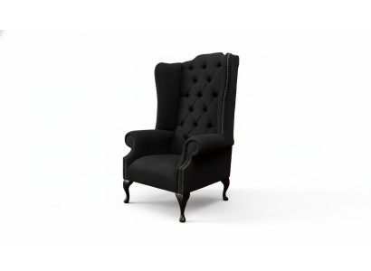 Korvatuoli Tuoli Istuin Musta Design Pehmuste Chesterfield Tekstiili Uusi