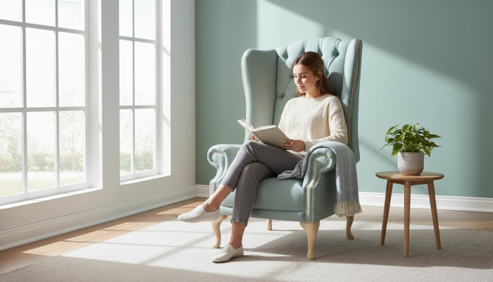 Korvaistuoli Tuoli Design Pehmuste Valkoinen Sofa Chesterfield Tekstiili Uusi