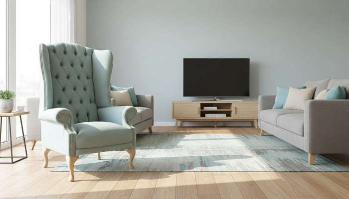 Korvaistuoli Tuoli Design Pehmuste Valkoinen Sofa Chesterfield Tekstiili Uusi
