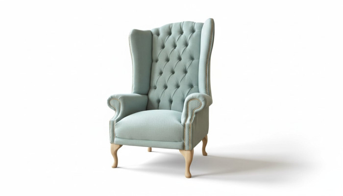 Korvaistuoli Tuoli Design Pehmuste Valkoinen Sofa Chesterfield Tekstiili Uusi