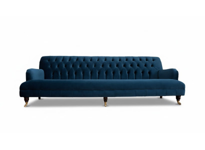 Ylellinen muotoilijasohva Chesterfield-tyylissä neljällä istuinpaikalla sinisessä väriä