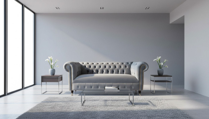 Chesterfield Harmaa Kolmipaikkainen Sofa Sofat Samettikalusteet 230cm