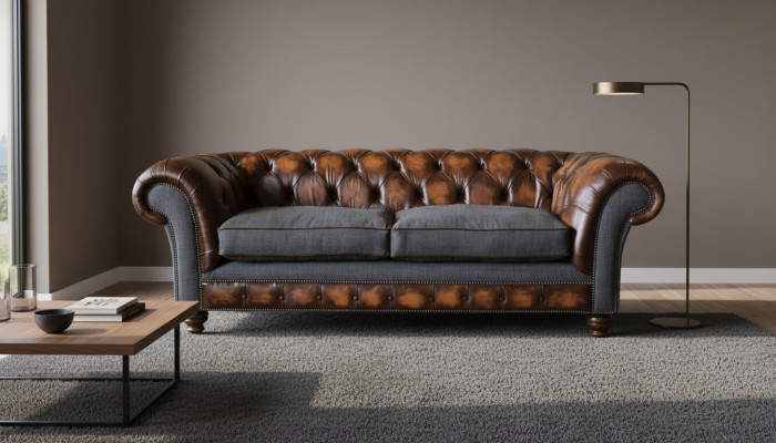 Chesterfield Design -tyylinen luksusverhoiltu sohvatyyny sohva istuin olohuone nahka uusi