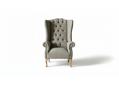 Harmaa korvatrukki Chesterfield-tyylinen tekstiilityynyliike olohuoneeseen