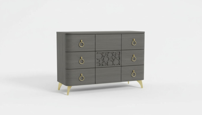 Makuuhuoneen sarja, luxus-sänky, 2x yöpöytää, design harmaa, 3-osainen lipasto