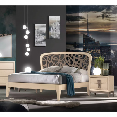Makuuhuoneen sänky 2x yöpöytä design-huonekalu uusi 3-osainen moderni puu