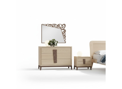 Makuuhuoneen sarja Luxury lipasto peili design huonekalut beige 3 osaa puu