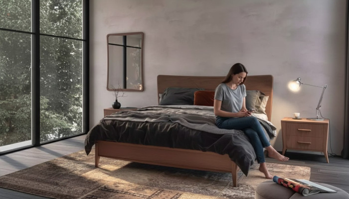Luxusmakuuhuoneen setti: 2x yöpöytää, uusi design, ruskea, 3 osaa, moderni