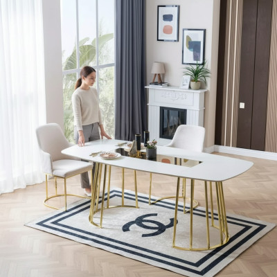 Ruokapöytä Luksus keittiöpöytä puusta Ruokapöytä uusi tyyli Modernivalkoinen