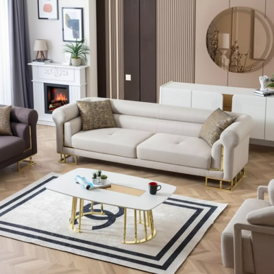 3-paikkainen sohva, tekstiili, olohuone, moderni design, uusi, luksus, valkoinen
