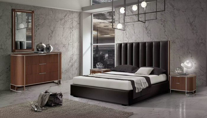 Täydellinen makuuhuoneen kalustus, designer huonekaluet, parisänky, 2x yöpöytää, 5-osainen