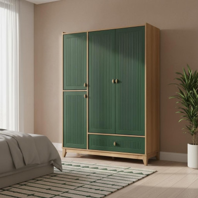 Luxuriöser grüner Kleiderschrank Holzmöbel für Kinderzimmer Neuheit