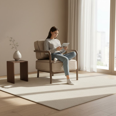 Moderni beige nojatuoli yksipaikkainen designer olohuoninnojatuoli käsinojallinen tuoli