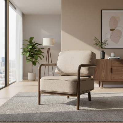 Moderni beige nojatuoli yksipaikkainen designer olohuoninnojatuoli käsinojallinen tuoli