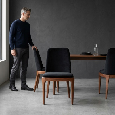 Schwarz-Braun Pehmustettu Tuoli Designer Ruokailuhuonekalut Yksittäinen Tuoli