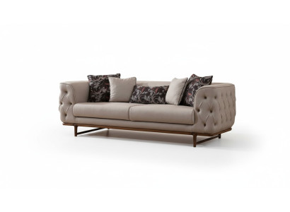 Hellbeiger Chesterfield-kolmikko Luxuriösi 3-istuttava hieno verhoiltu sohva