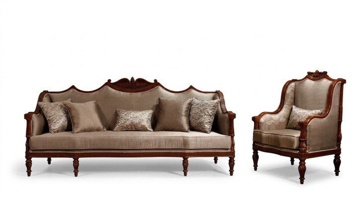 Klassinen olohuoneen kalustus 3+1 -istuttava suunnittelijan 2-osainen sarja uusi