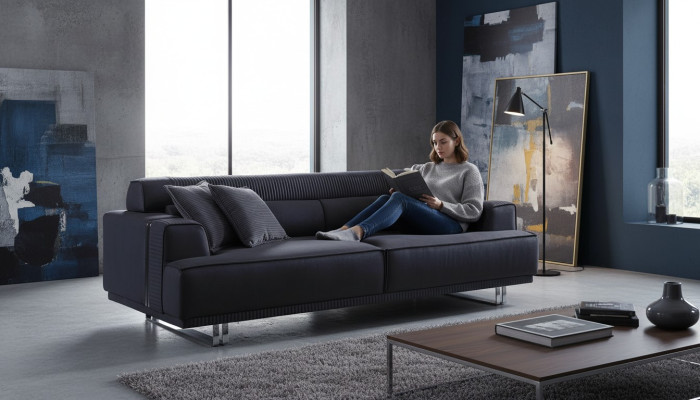 Sohva 3 istuinta Moderni huonekalut Valkoinen olohuone Luxury suunnittelija 235 cm sisustus