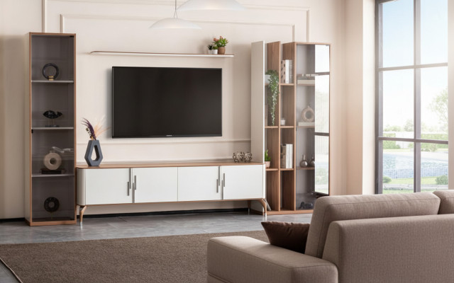 Olohuone TV-taso hyllyluxus design -sarja 4 kpl moderni huonekalut uusi