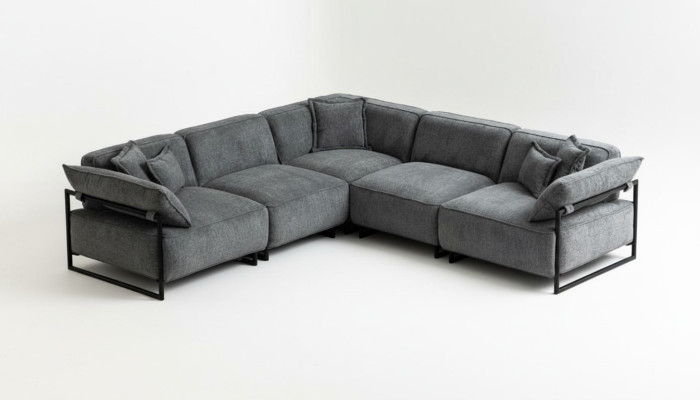 Kangasohva Soffa Olohuoneen sohvaryhmä Kulma Design Moderni sohva Kulmasohva L-muotoinen Harmaa