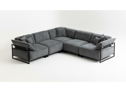 Kangasohva Soffa Olohuoneen sohvaryhmä Kulma Design Moderni sohva Kulmasohva L-muotoinen Harmaa