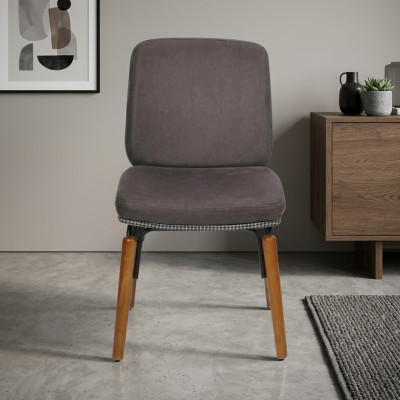 Harmaa ruokailutuoli Moderni puinen tuoli Designer pehmustettu istuin Huonekalut
