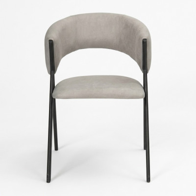 Vaaleanharmaa ruokailutuolin istuin, designverhoilu, metallirunko, yksistuttava