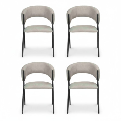 Ruokailuhuone Tekstiili Ryhmä Sarja 4x Nojatuoli Tuoli Design Kangas Päällystetty Tuoli