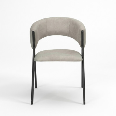 Ruokailuryhmä harmaa tekstiili 4x istuin tuoli design kangas pehmustetut tuolit