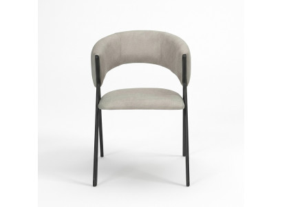 Ruokailuryhmä harmaa tekstiili 4x istuin tuoli design kangas pehmustetut tuolit