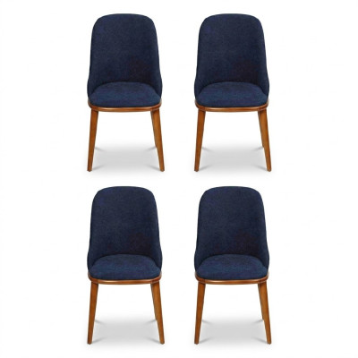 Tyylikkäät siniset ruokailuhuoneen tuolit, designer-puurunko, moderni keittiötuoli